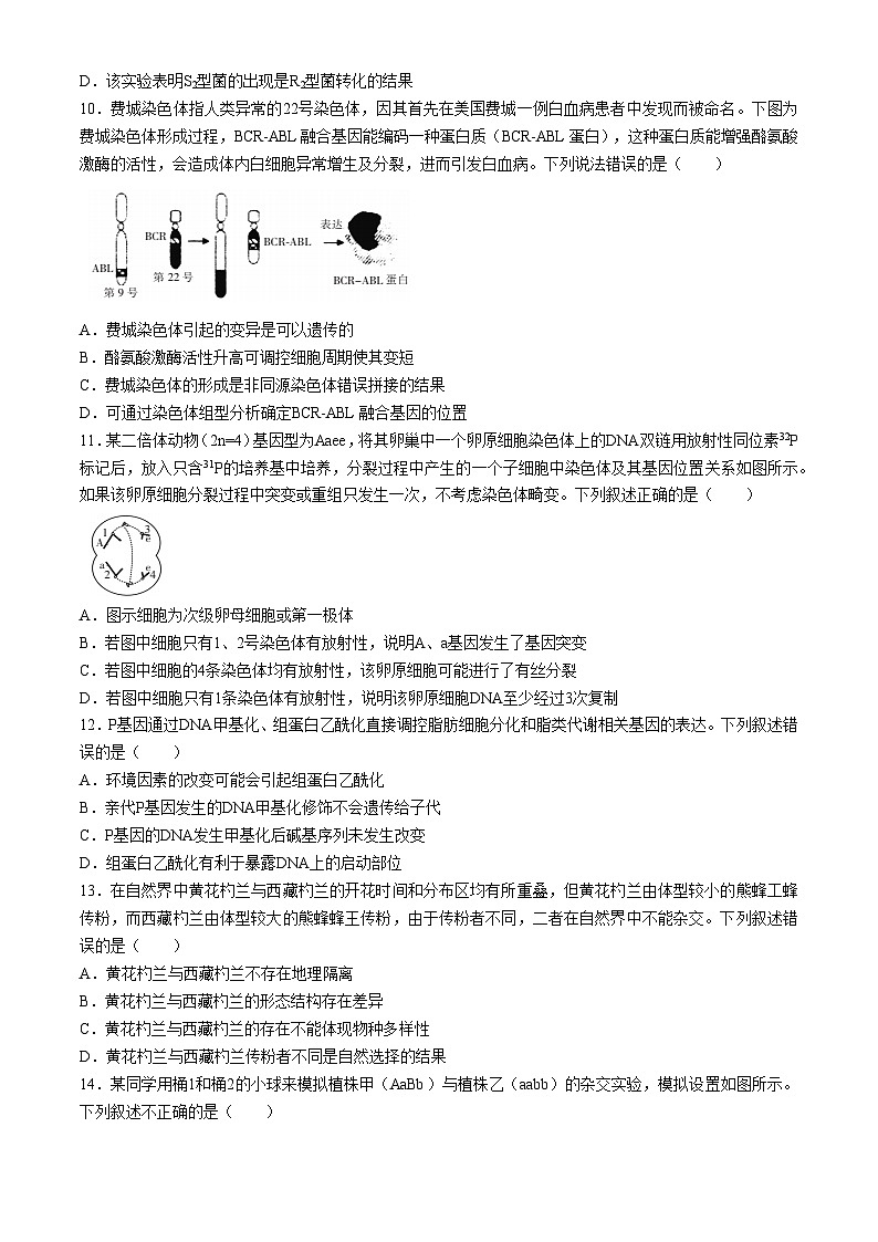 浙江省强基联盟2023-2024学年高一下学期5月期中联考生物试卷（Word版附答案）03