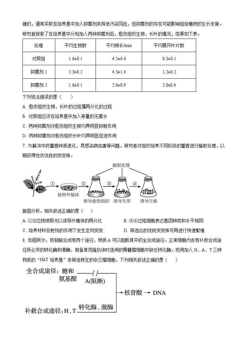 吉林省通化市梅河口市第五中学2023-2024学年高二下学期5月期中生物试题（原卷版+解析版）03