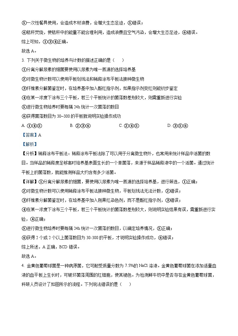 四川成华区某校2023-2024学年高二下学期期中考试生物试题（原卷版+解析版）02