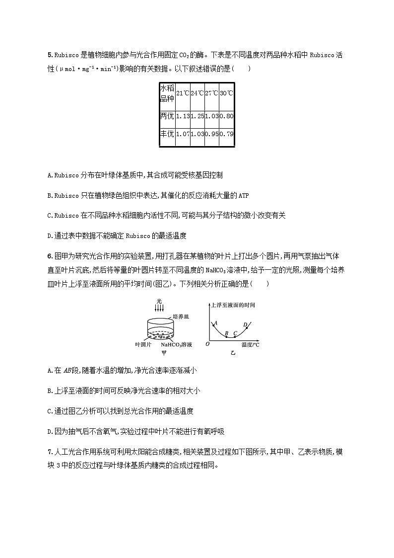 高考生物一轮复习专项练习课时规范练11光合作用的影响因素及应用含答案03