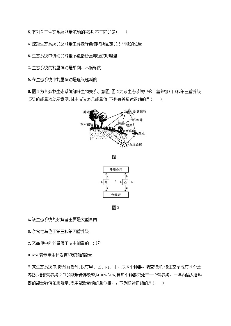 高考生物一轮复习专项练习课时规范练34生态系统的结构及其能量流动含答案02