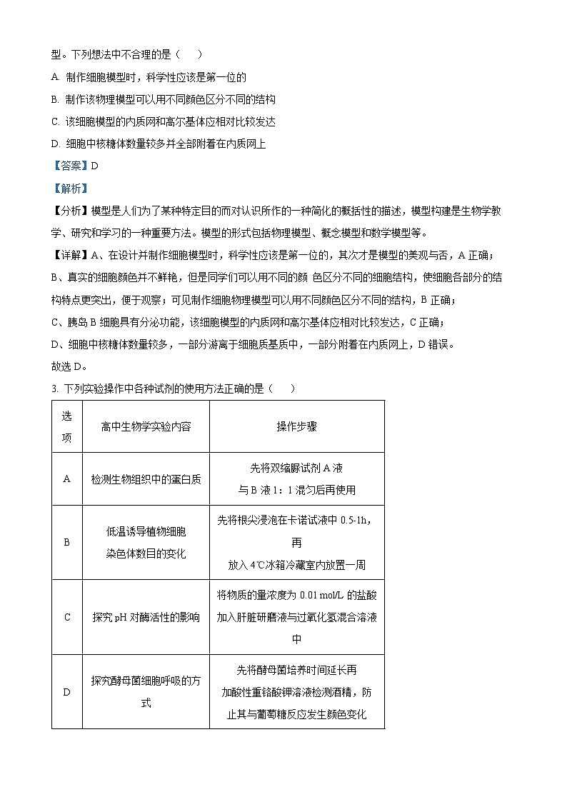 2024届辽宁省丹东市高三下学期总复习质量测试生物试卷（二）02