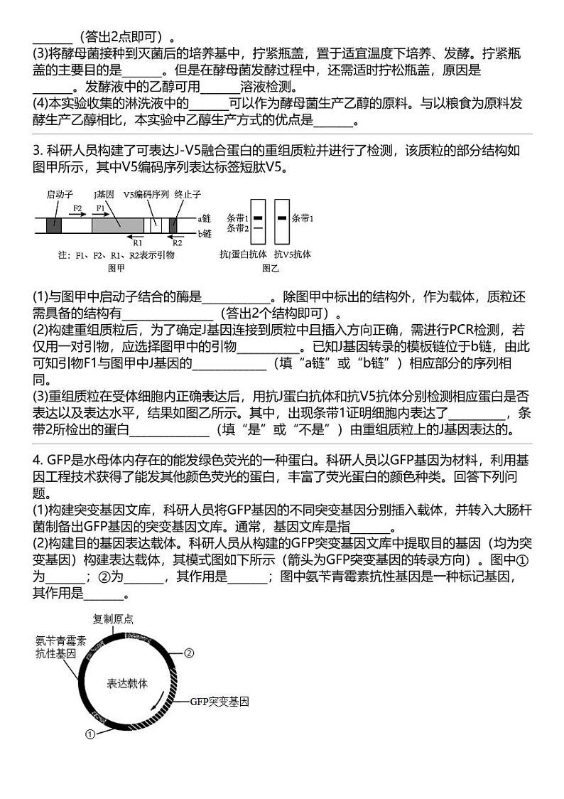 2024高考冲刺生物最热50题 生物技术与工程 专题汇总02