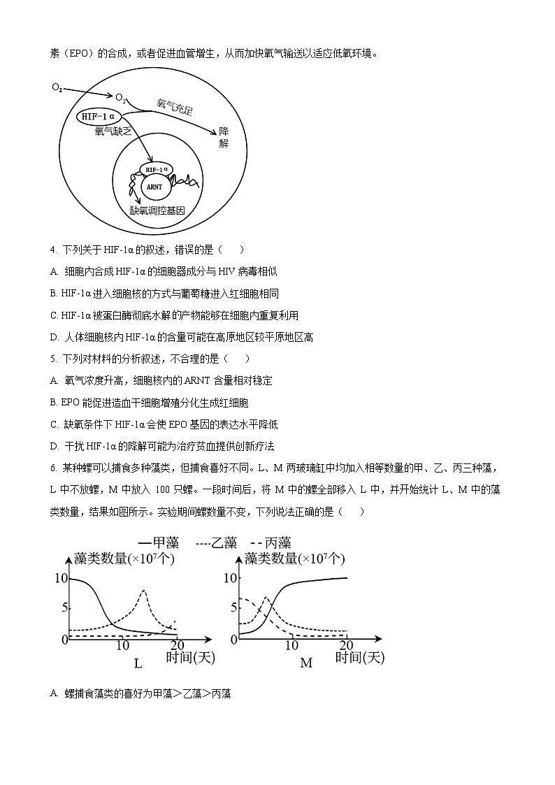 2024届浙江省宁波市奉化中学高考考前最后一卷生物试题（原卷版+解析版）02