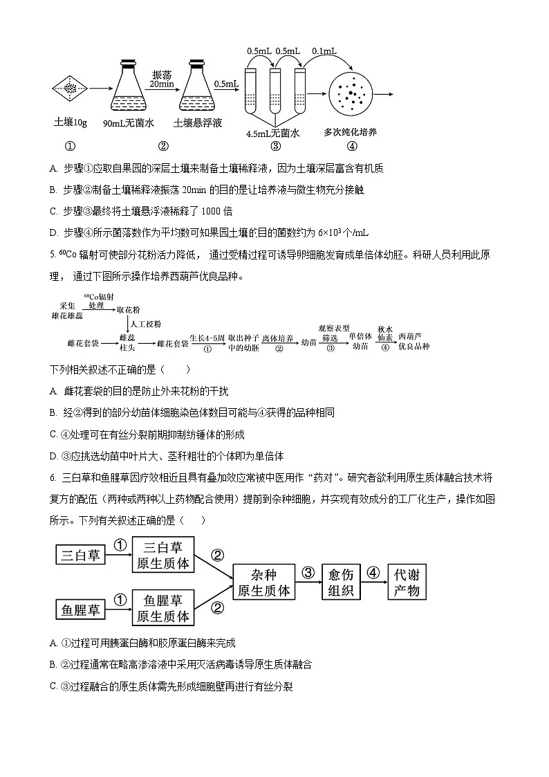 山西省太原市第五中学2023-2024学年高二下学期5月月考生物试题（原卷版+解析版）02