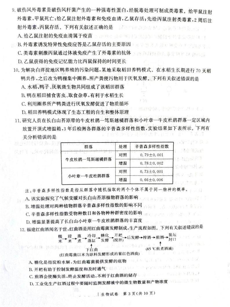 河北省张家口市尚义县第一中学等校2023-2024学年高三下学期模拟演练生物试题03