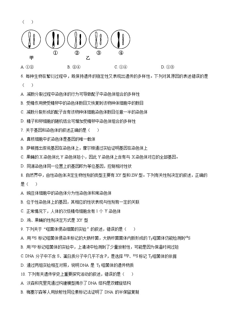 黑龙江省牡丹江市第一高级中学2023-2024学年高一下学期5月期中生物试题（原卷版+解析版）02