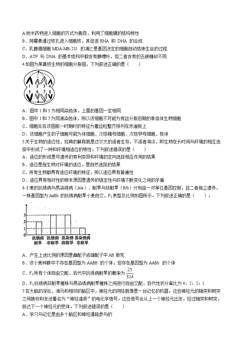 辽宁省部分学校2024年高三临考押题考试（三模）生物试题(无答案)02