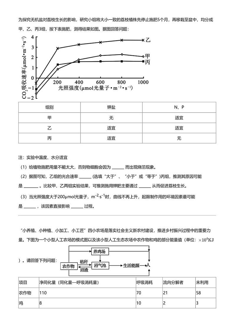 2024年山西太原迎泽区太原市第五中学校高三一模生物试卷03