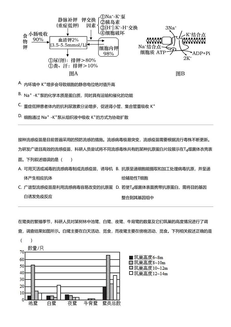 2024年江西南昌青山湖区江西师范大学附属中学高三三模生物试卷（5月）03