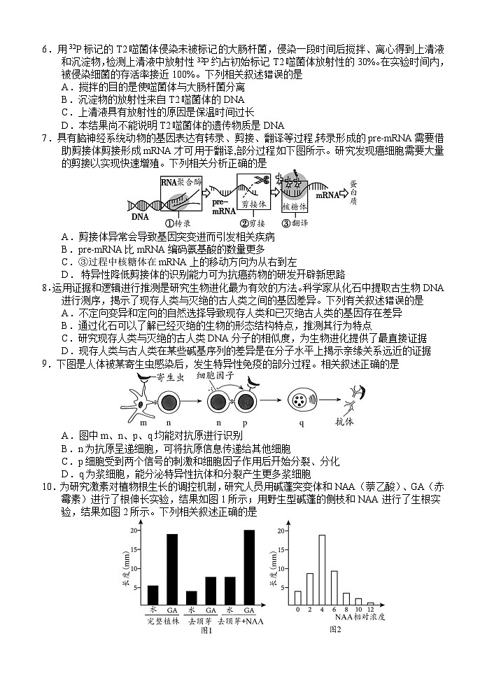江苏省扬州市2024届高三下学期考前调研模拟预测测试生物试题及答案02