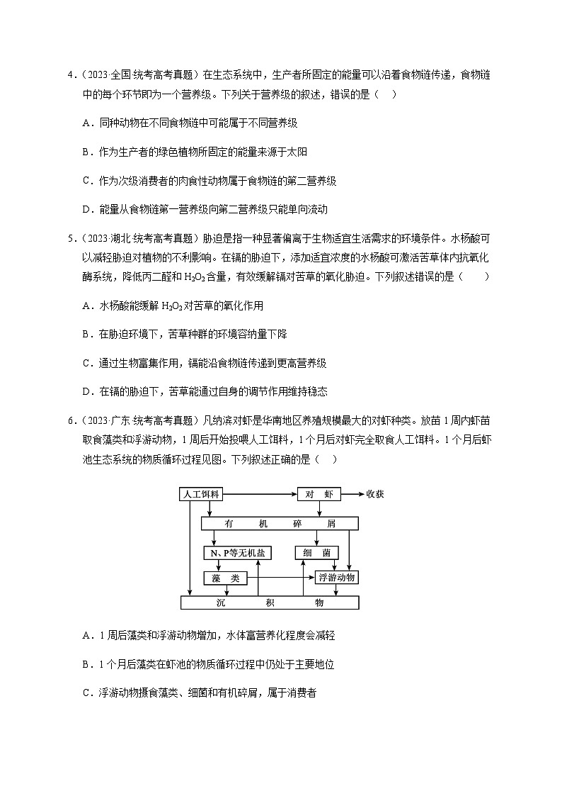 （全国通用）2013-2023年高考生物真题分项汇编专题16生态系统与环境保护（学生版）第2页