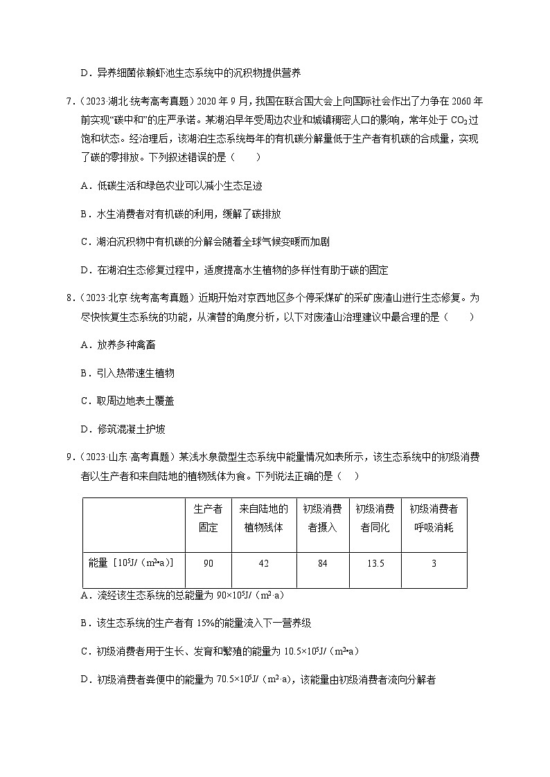（全国通用）2013-2023年高考生物真题分项汇编专题16生态系统与环境保护（学生版）第3页