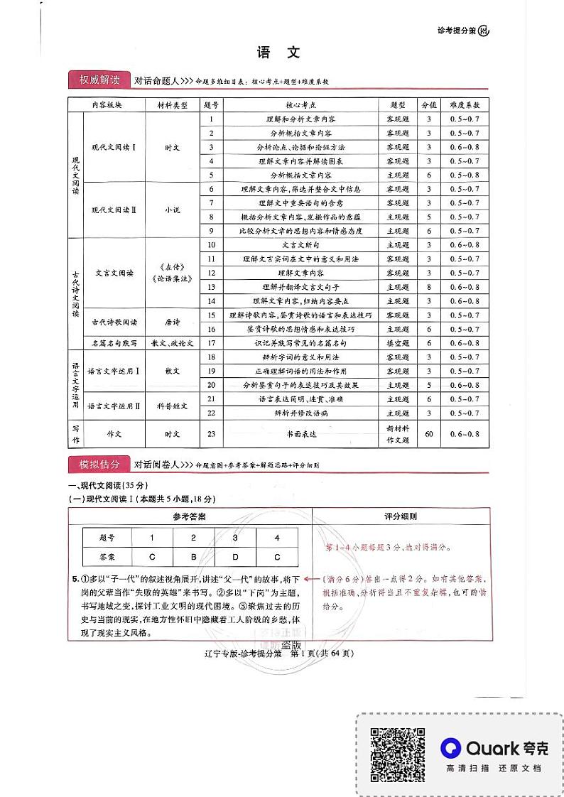2024王后雄答案全解第1页