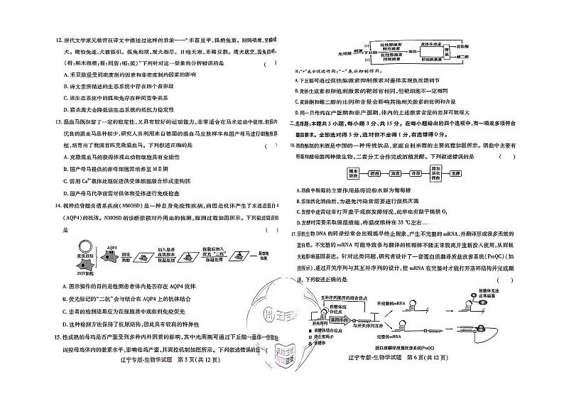 2024辽宁省普通高中学业水平王后雄高考生物模拟试卷第3页