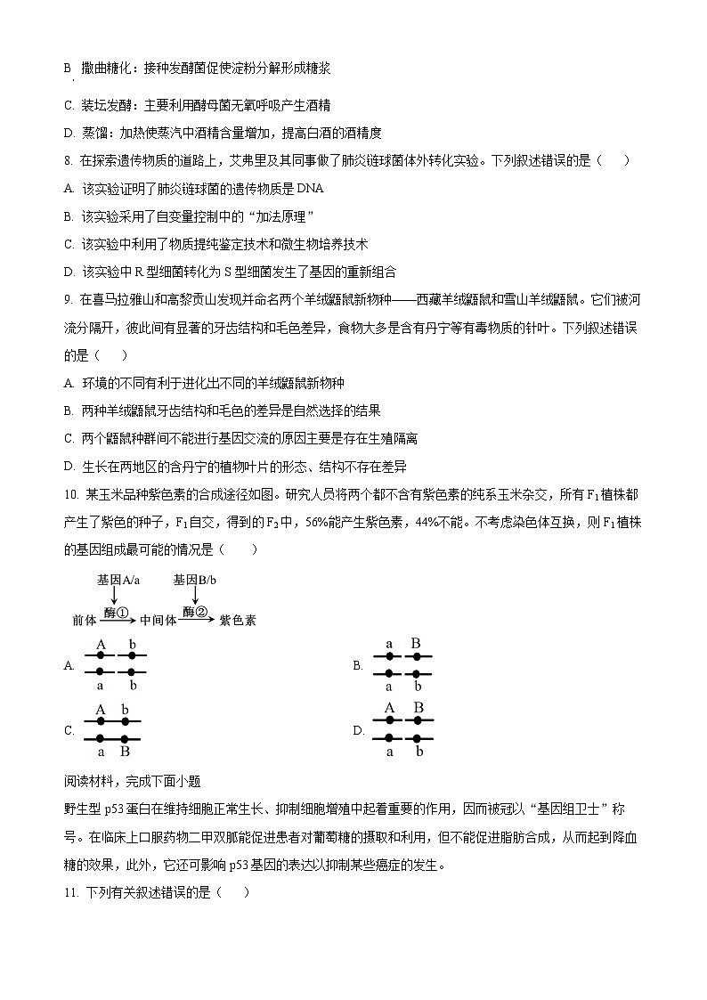 2024届浙考生物研学馆高三选考科目模拟考试生物试题试卷（原卷版+解析版）03