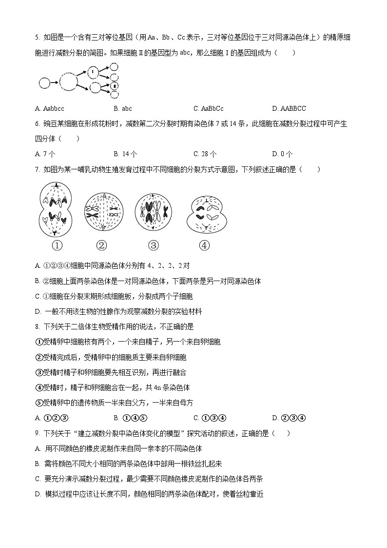 云南省红河州建水实验中学2022-2023学年高一下学期4月考试生物试题（原卷版+解析版）02