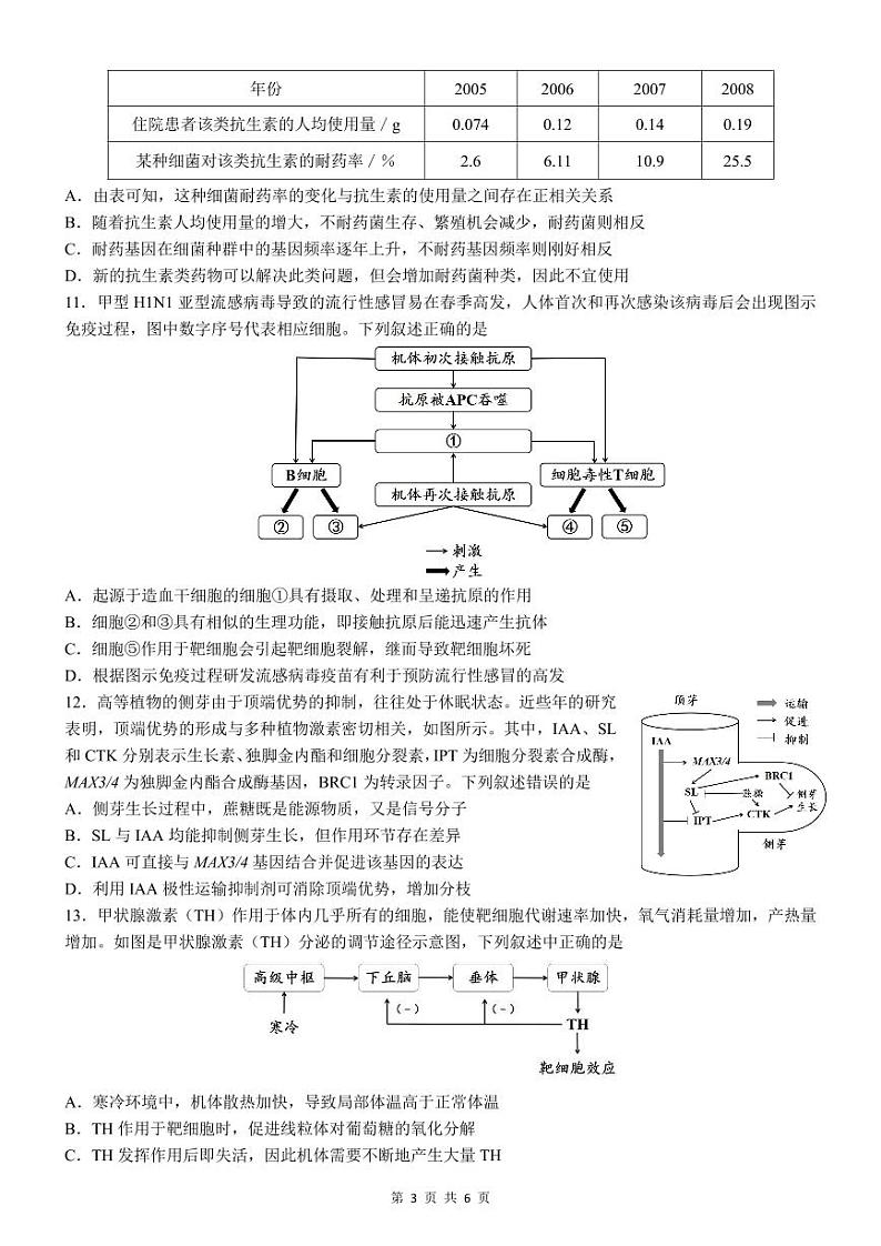 2024届安徽省安庆市第一中学高三三模考试生物试题03