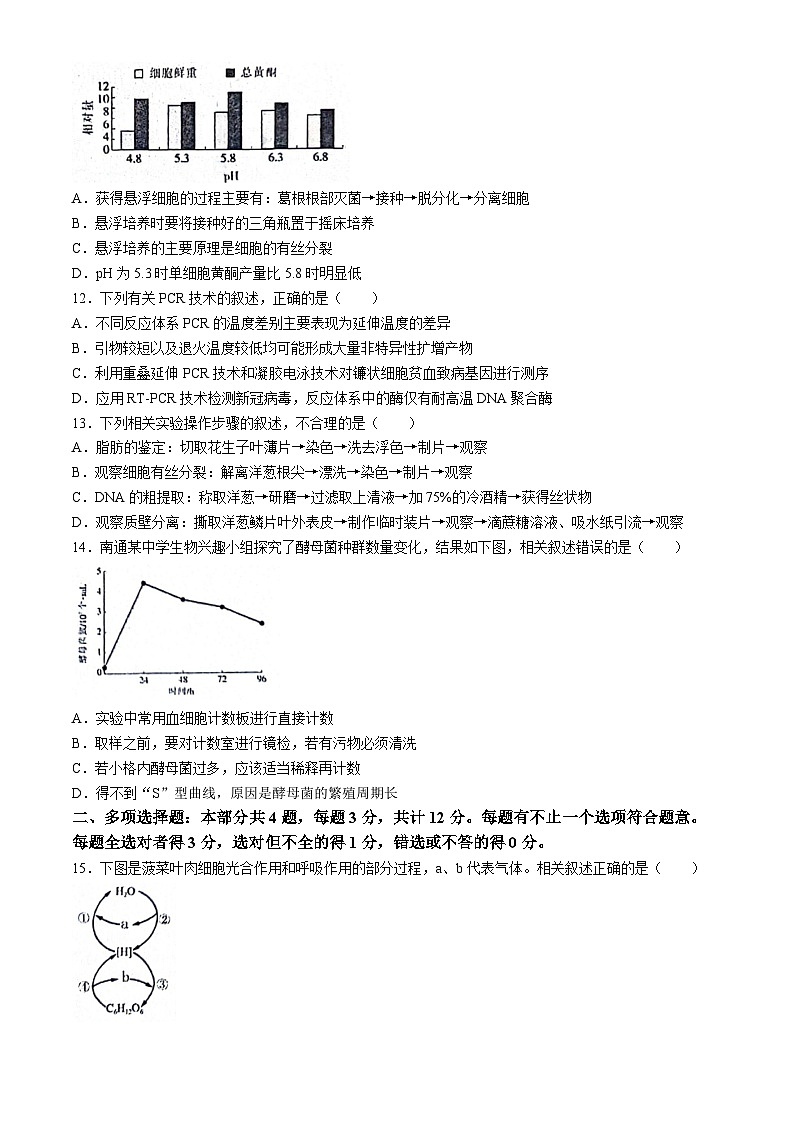 2024届江苏省南通市模拟预测生物试题第3页