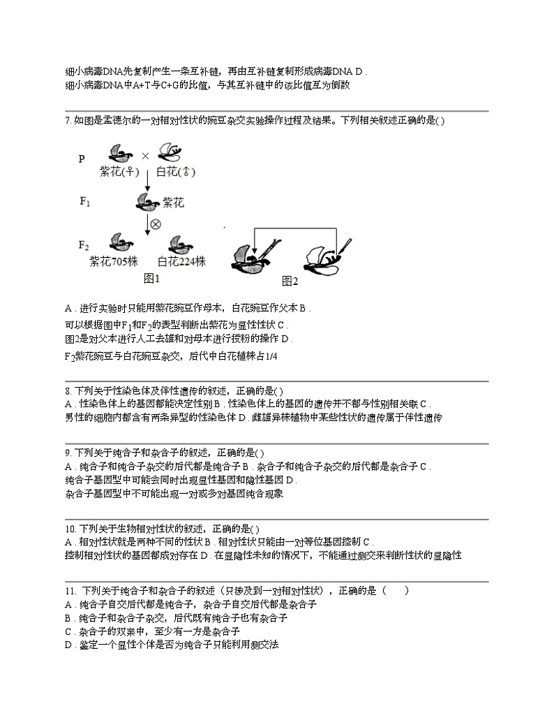 贵州省黔东南州岑巩县2024年高一下学期期中考试生物模拟试题第2页