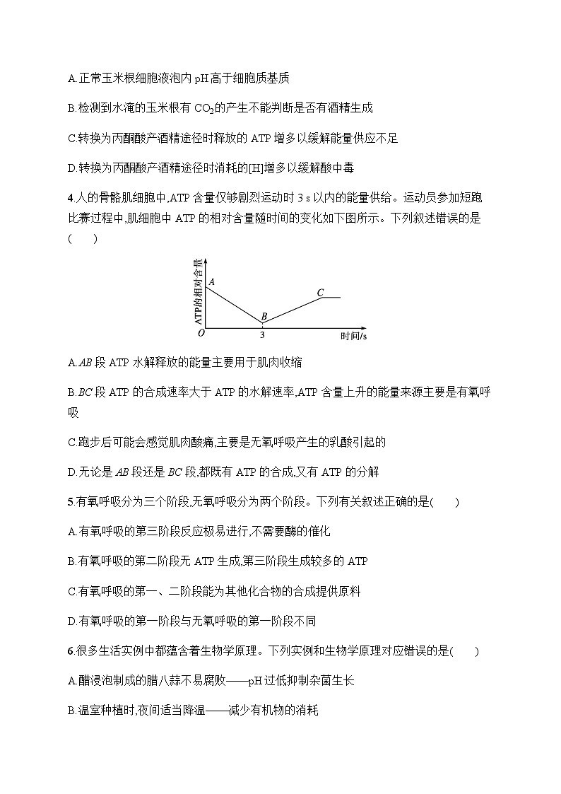 新教材高考生物一轮复习考点规范练9细胞的能量“货币”ATP、细胞呼吸的原理和应用含答案第2页