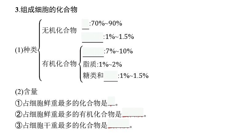 新教材高考生物一轮复习第1单元走近细胞组成细胞的分子第2讲细胞中的元素和化合物、细胞中的无机物课件08