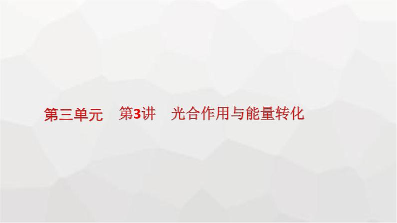 新教材高考生物一轮复习第3单元细胞的能量供应和利用第3讲光合作用与能量转化课件第1页