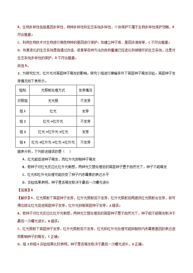 模拟卷06（解析版）-【赢在高考·临考模拟】备战2024年高考生物模拟卷（浙江专用）第2页