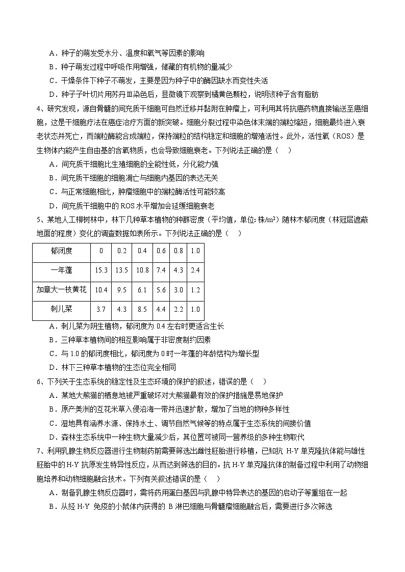 卷05-备战2024年高考生物仿真演练模拟预测卷（海南卷）（原卷版）第2页