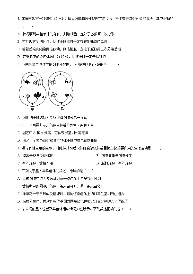四川省成都市成飞中学2023-2024学年高一下学期5月月考生物试题（学生版）第2页