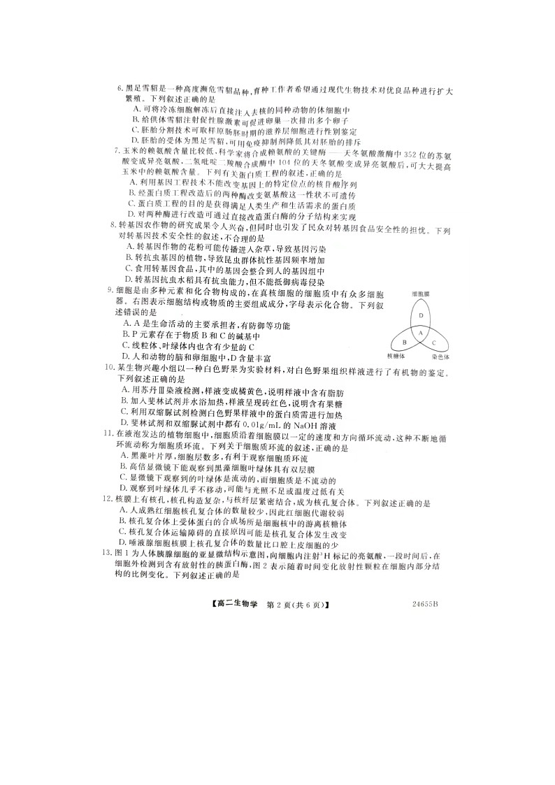 河北省石家庄市河北赵县中学2023-2024学年高二下学期5月月考生物试题02