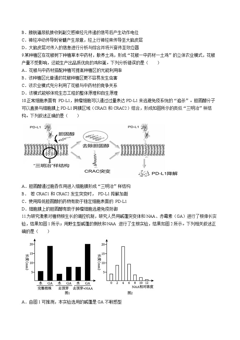 福建省福州市八县市一中2024届高三下学期5月模拟试题 生物 Word版含答案03