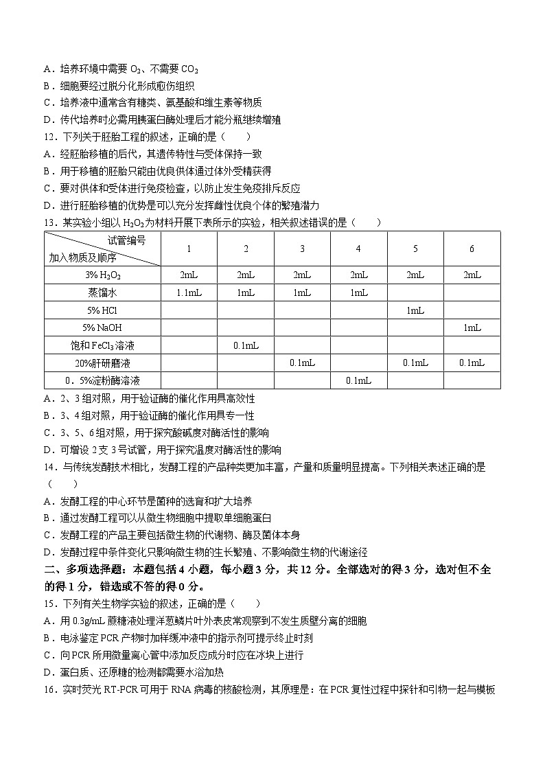 江苏省泰州市靖江市高级中学2023-2024学年高二下学期5月月考生物试题(无答案)03