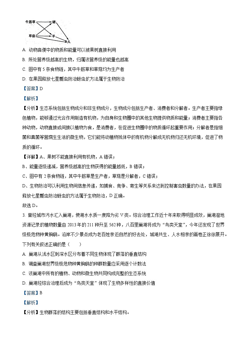 安徽省县中联盟2023-2024学年高二下学期5月月考生物试题（教师版）第2页