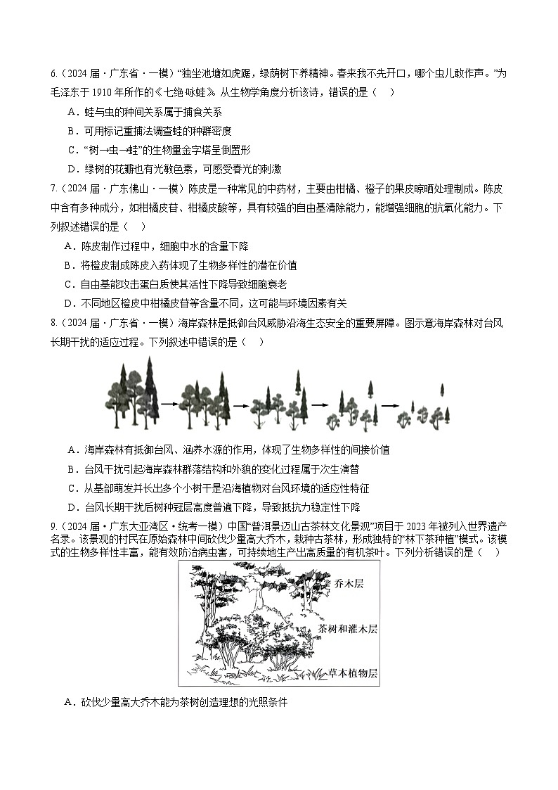 专题11 生态系统-【分项汇编】2024年高考生物一模试题分类汇编（广东专用）03