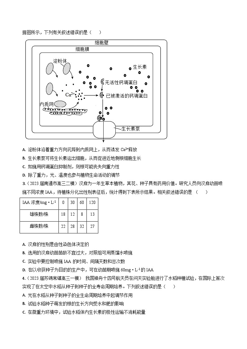 专题07 植物生命活动的调节-3年（2021-2023）高考1年模拟生物真题分项汇编（江苏专用）03