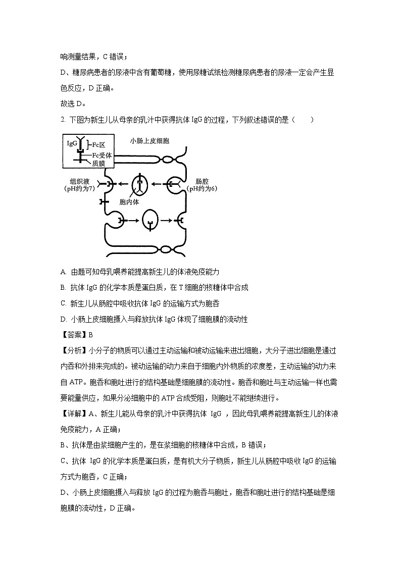2024届重庆市九龙坡区高三下学期5月第三次学业质量检测考试生物试卷（解析版）第2页