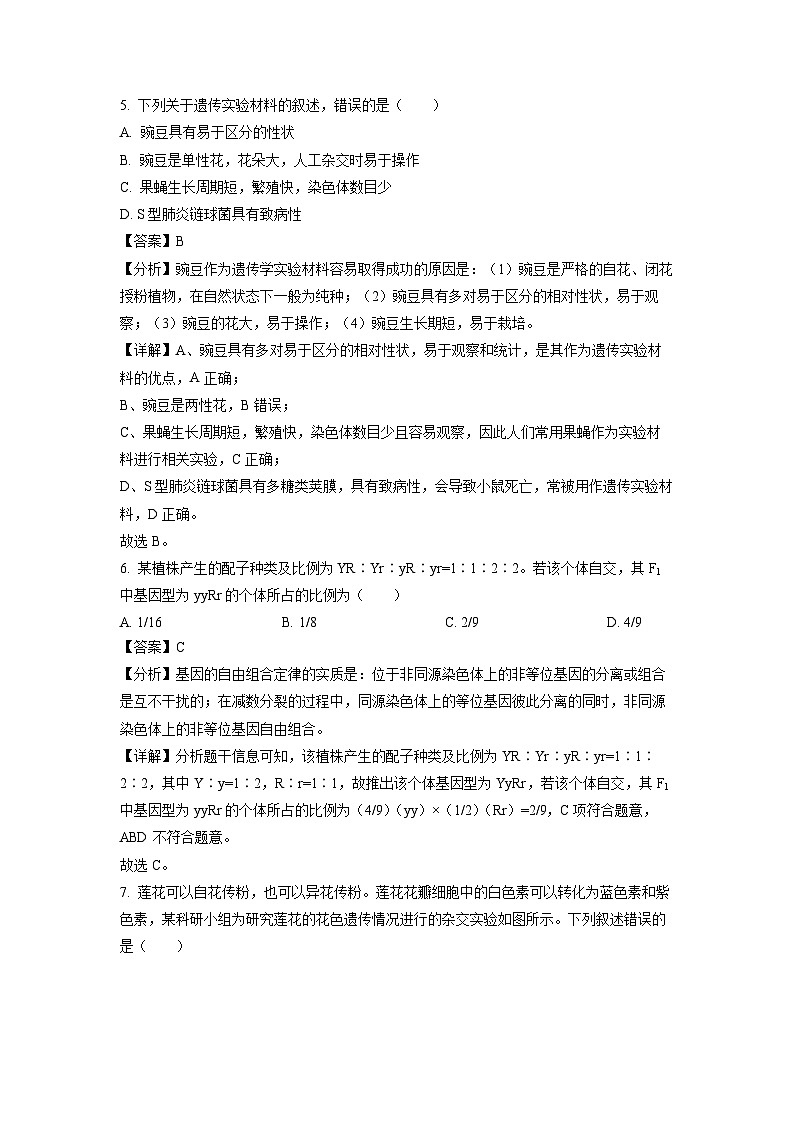 湖南省部分学校2023-2024学年高一下学期期中联考生物试卷（解析版）第3页