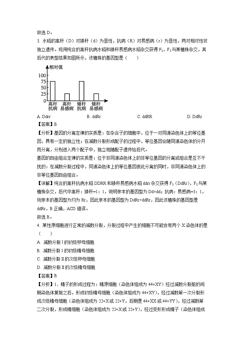吉林省名校联盟2023-2024学年高一下学期期中联合质量检测生物试卷（解析版）02