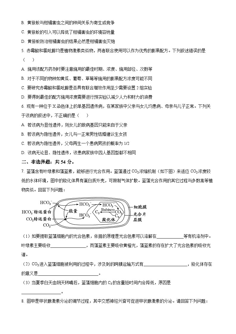 四川省绵阳市涪城区南山中学2023-2024年高三下学期高考仿真生物试题（学生版）第2页