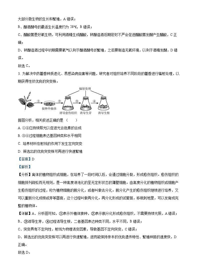 江苏省无锡市江阴市南菁高级中学2023-2024学年高二下学期5月月考生物试题（学生版+教师版）02