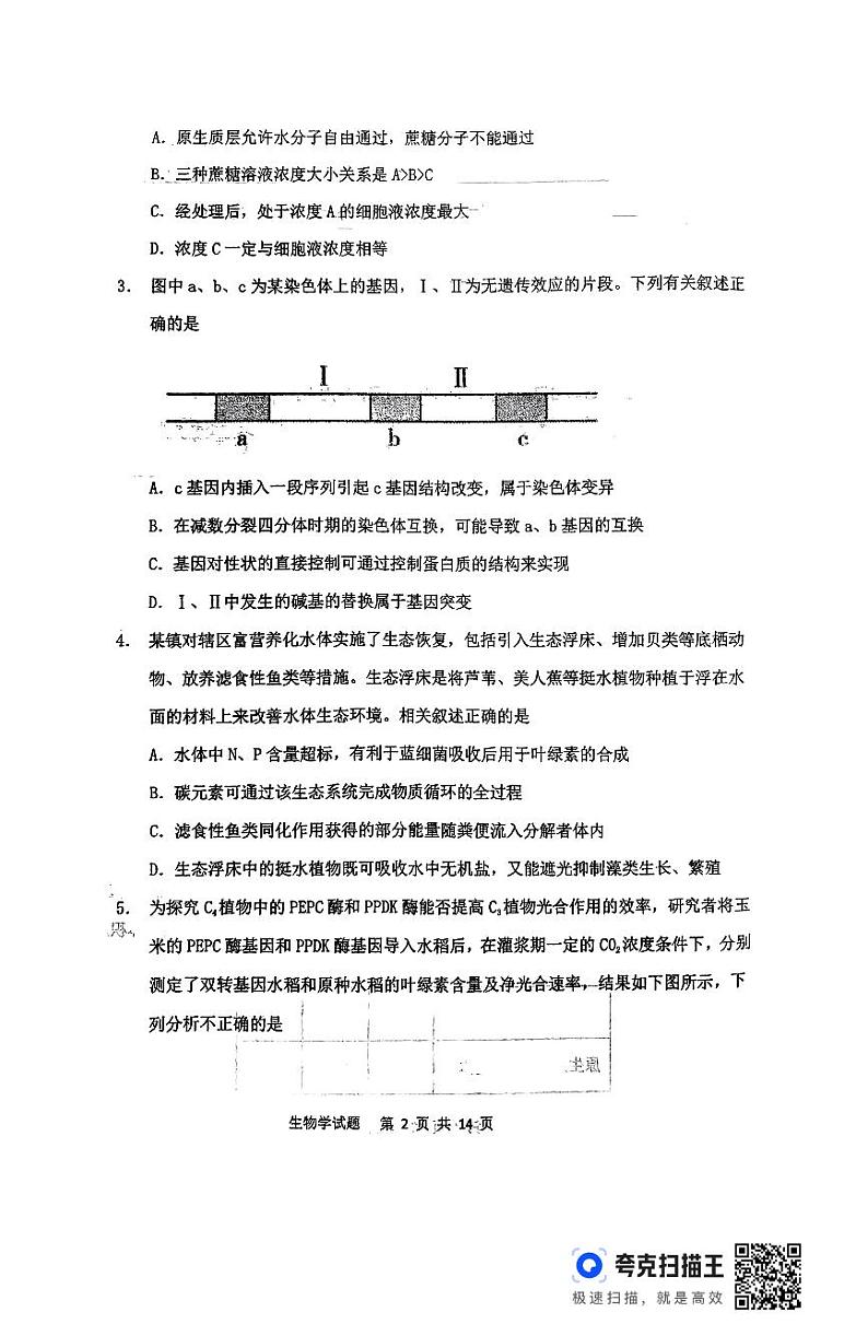 2024届辽宁省辽阳市辽阳县辽阳石油化纤公司高级中学高三模拟预测生物试题第2页