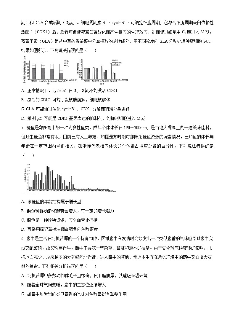 2024届安徽省普通高中学业水平选择性考试临考预测押题密卷生物A卷试题 （学生版）第2页