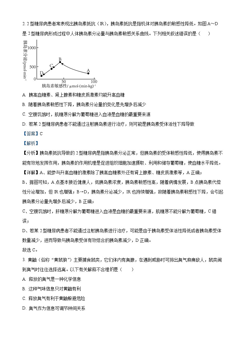 山西省部分学校2023-2024学年高二下学期5月联考生物试题（学生版+教师版 ）02