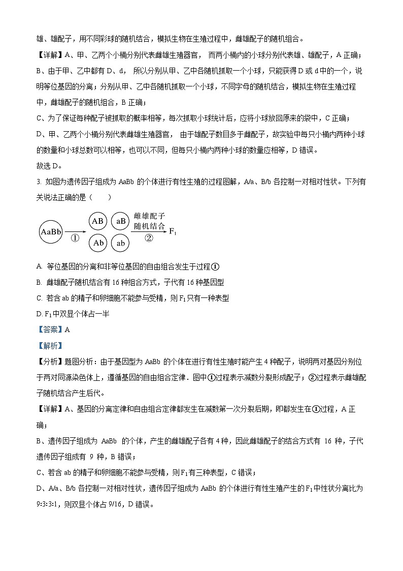 江苏省扬州市广陵区扬州市新华中学2023-2024学年高一下学期5月月考生物试题02