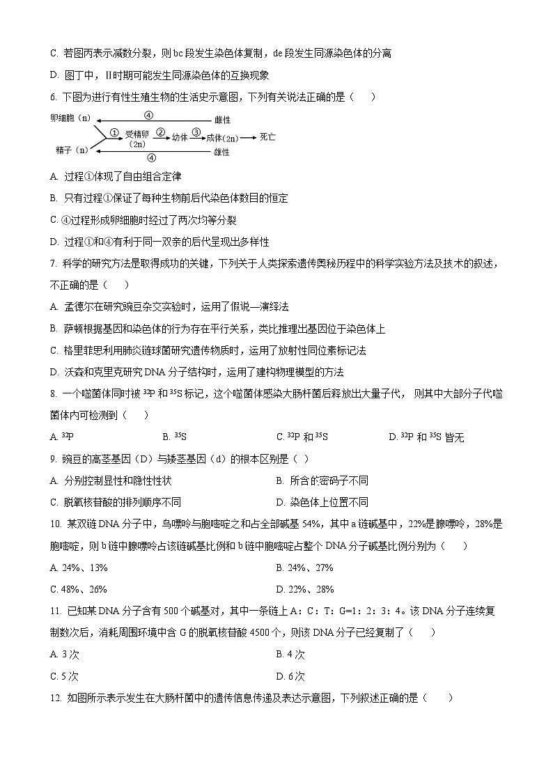江苏省五市十一校2023-2024学年高一下学期5月阶段联考生物试题（学生版）第2页
