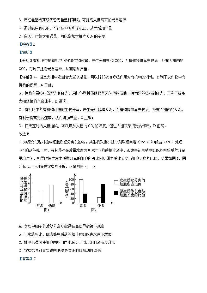 2024届安徽省普通高中学业水平选择性考试临考预测押题密卷生物B卷试题 （学生版+教师版）02