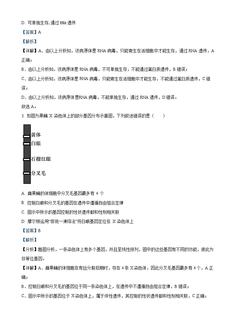 2024安徽省庐巢联盟高一下学期第二次月考生物试题含解析02