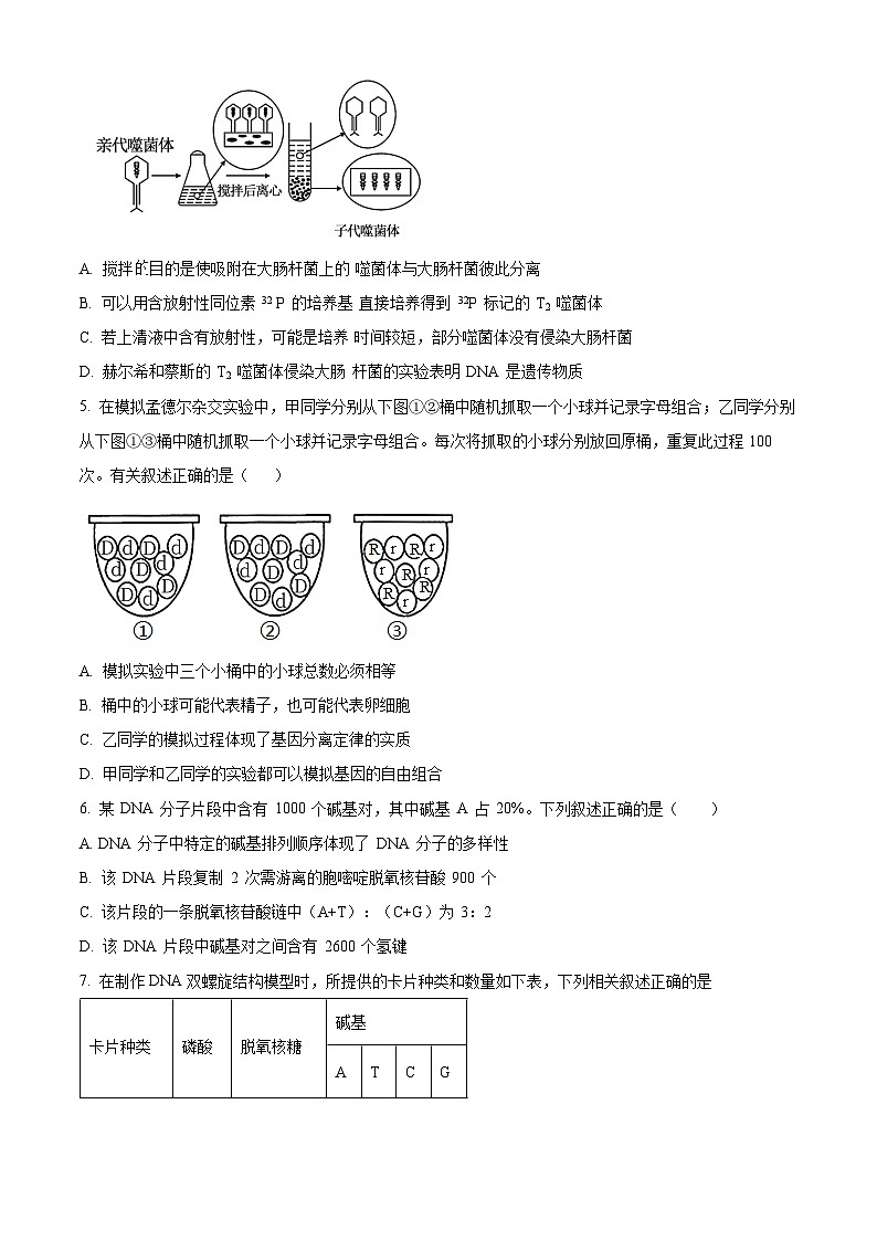 2024安徽省庐巢联盟高一下学期第二次月考生物试题含解析02