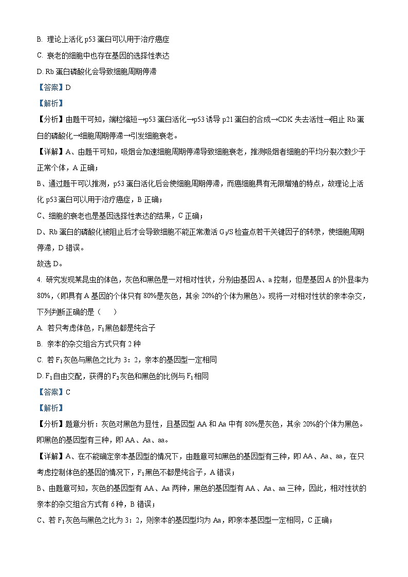 2024届湖南省岳阳市高三下学期三模生物试题（学生版+教师版）03